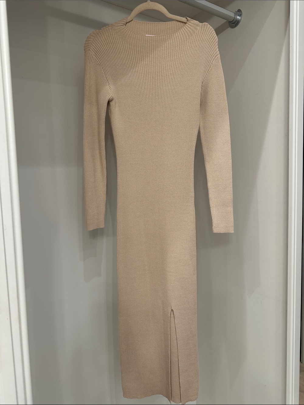 Pink Lily small tan ribbed sweater dress. Great condition